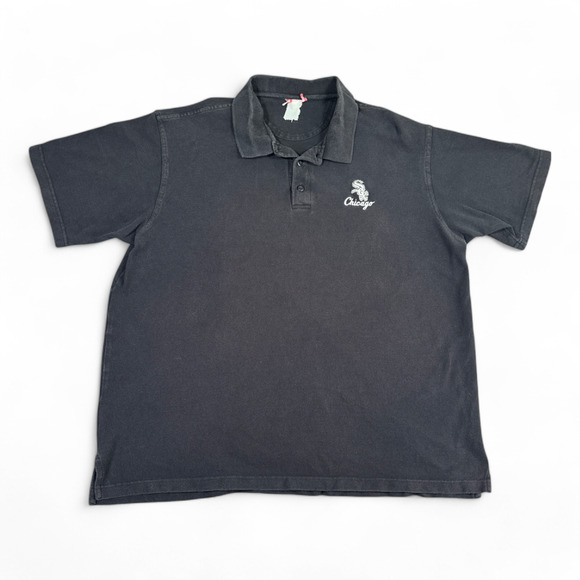 Vintage Chicago White Sox Polo Shirt Adult XXL 2XL Black MLB Baseball 90s - Picture 1 of 8